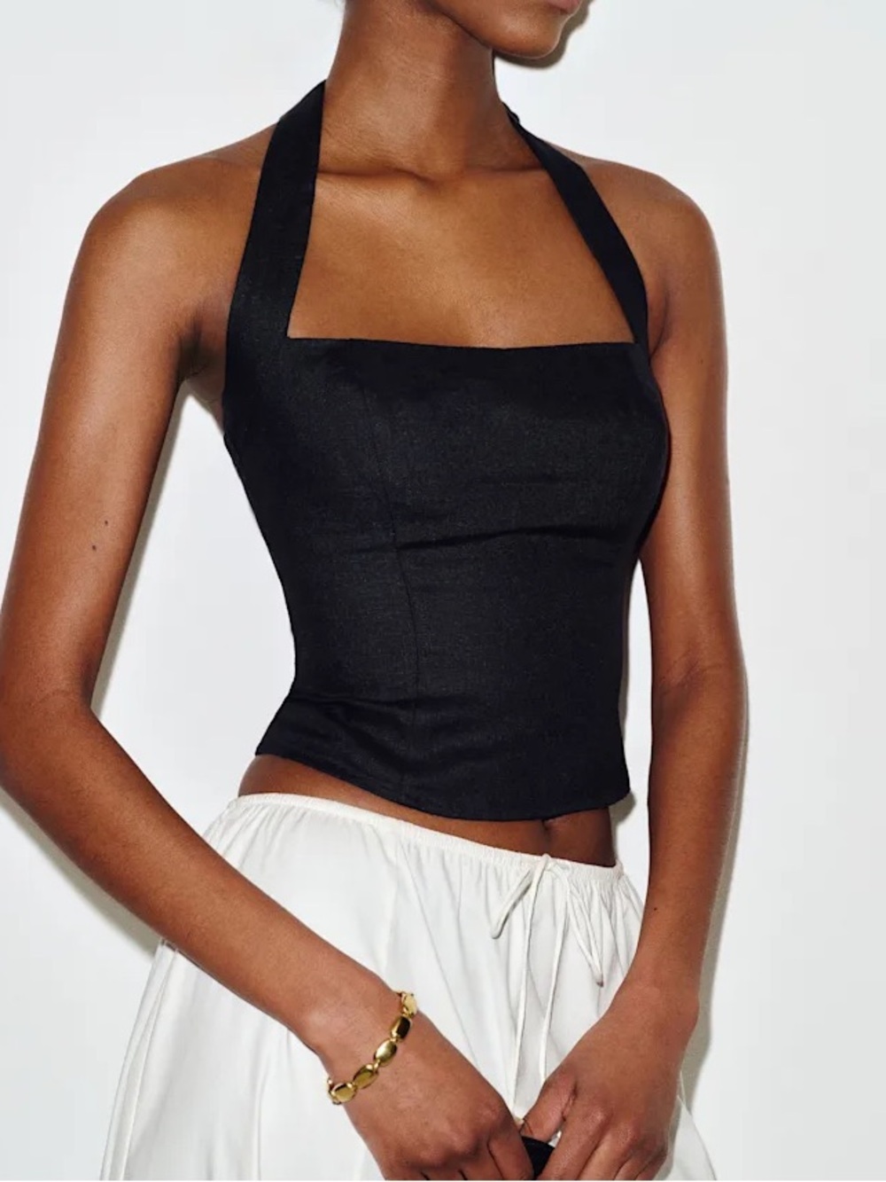 NWT Reformation Malika Linen Top - Black